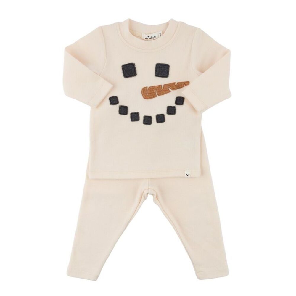 Oh Baby!  Snowman Face Baby Rib 2Pc Set